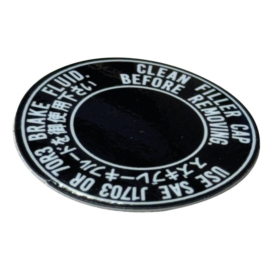 Warnhinweis Aufkleber Bremsflüssigkeitsdeckel passend für Suzuki® GT 250, GT 380, GT 500 und GT 750 (Menge: 1 Stück)